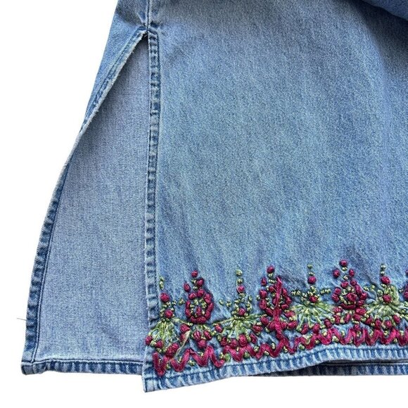 AGAPO Vintage Women's Denim Embroidered Dress Size 2X Sleeveless Made in India - Picture 10 of 13